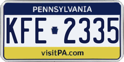 PA license plate KFE2335