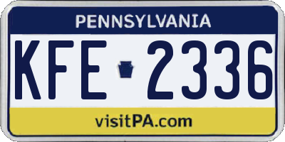 PA license plate KFE2336
