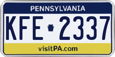 PA license plate KFE2337