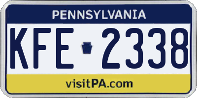 PA license plate KFE2338