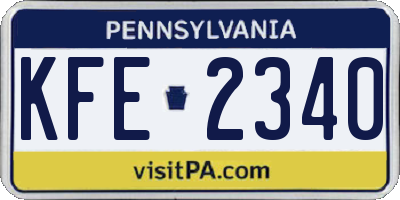 PA license plate KFE2340