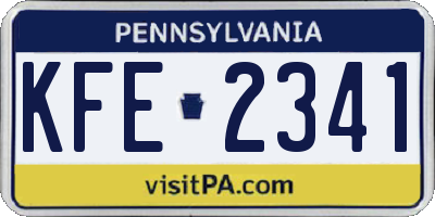 PA license plate KFE2341