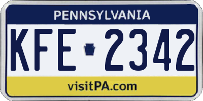 PA license plate KFE2342