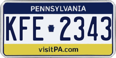 PA license plate KFE2343