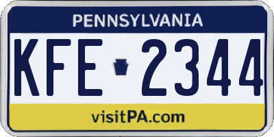 PA license plate KFE2344