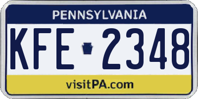 PA license plate KFE2348