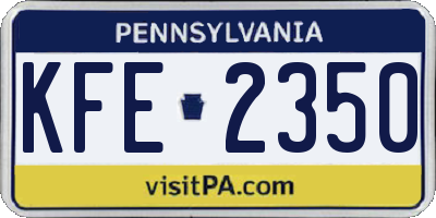 PA license plate KFE2350