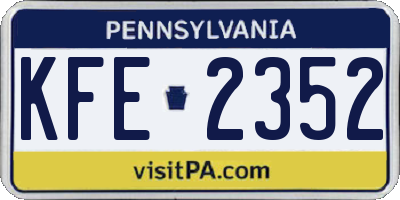 PA license plate KFE2352