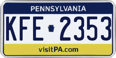 PA license plate KFE2353