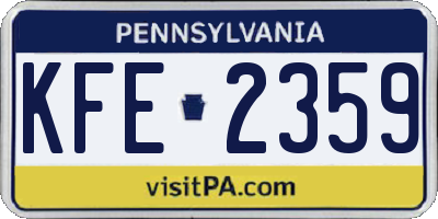 PA license plate KFE2359