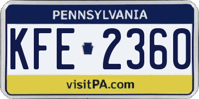 PA license plate KFE2360