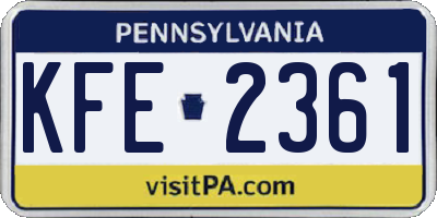 PA license plate KFE2361