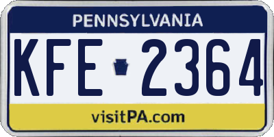 PA license plate KFE2364