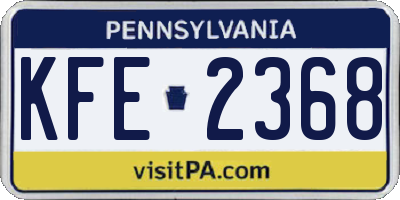 PA license plate KFE2368