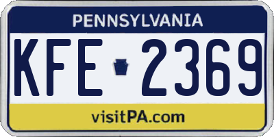 PA license plate KFE2369