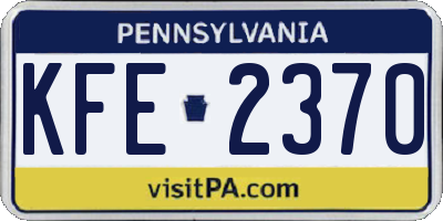 PA license plate KFE2370