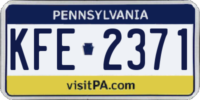 PA license plate KFE2371