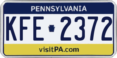 PA license plate KFE2372