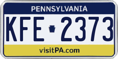 PA license plate KFE2373