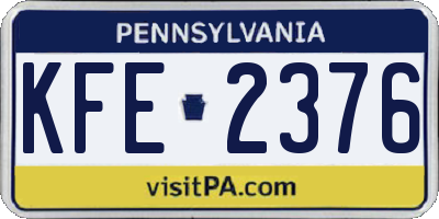 PA license plate KFE2376