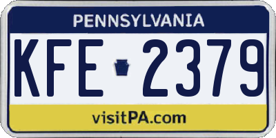 PA license plate KFE2379