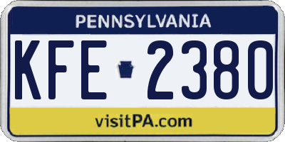 PA license plate KFE2380
