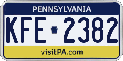 PA license plate KFE2382