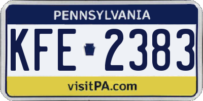 PA license plate KFE2383