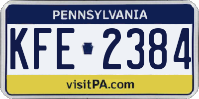 PA license plate KFE2384