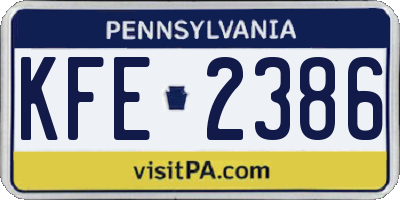 PA license plate KFE2386