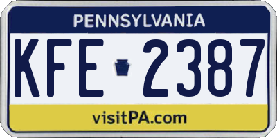PA license plate KFE2387