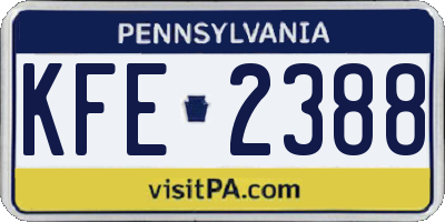 PA license plate KFE2388