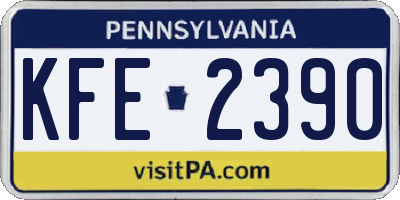 PA license plate KFE2390