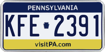 PA license plate KFE2391