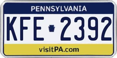 PA license plate KFE2392