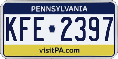 PA license plate KFE2397