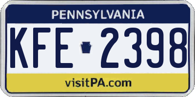 PA license plate KFE2398