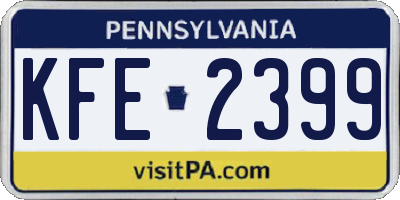 PA license plate KFE2399