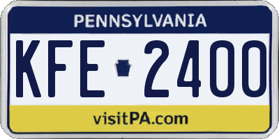 PA license plate KFE2400
