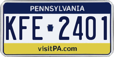 PA license plate KFE2401