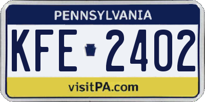 PA license plate KFE2402