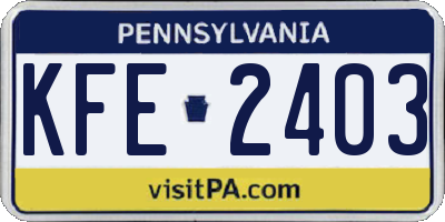 PA license plate KFE2403