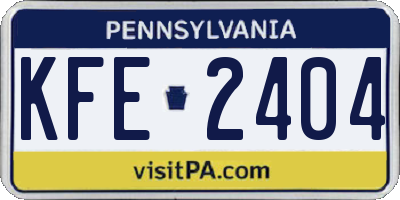 PA license plate KFE2404