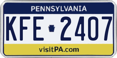 PA license plate KFE2407