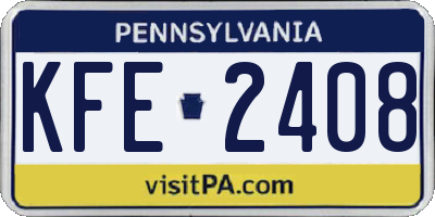 PA license plate KFE2408