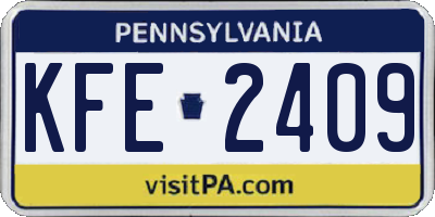 PA license plate KFE2409
