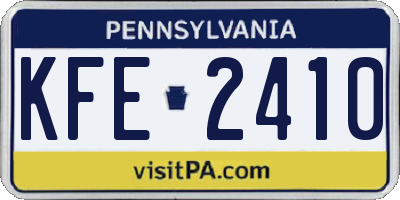 PA license plate KFE2410