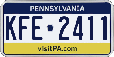 PA license plate KFE2411
