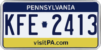 PA license plate KFE2413
