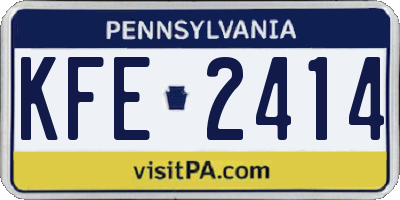 PA license plate KFE2414